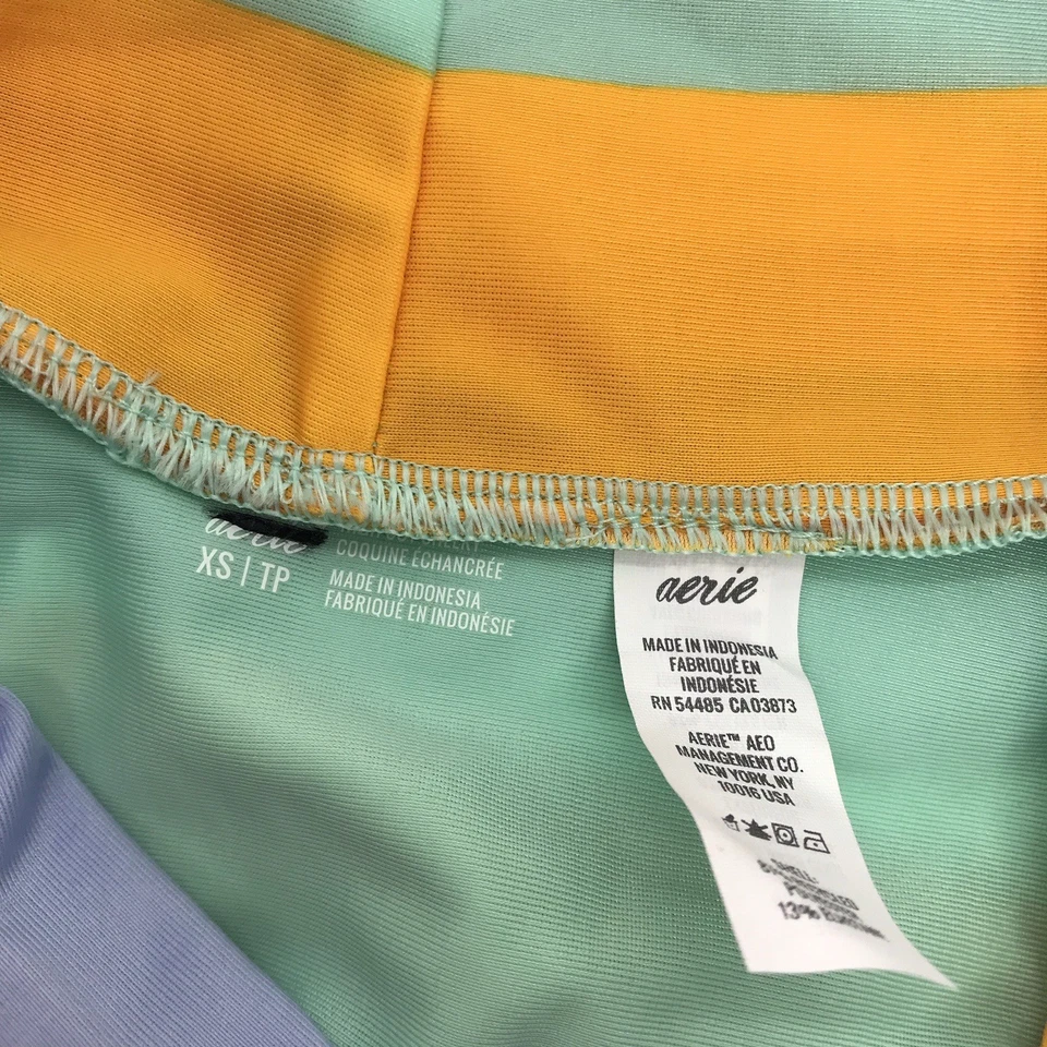 Aerie Striped Multicolor High-Waisted High Cut Cheeky Bikini Bottom Size XSmall - Image 4 of 4