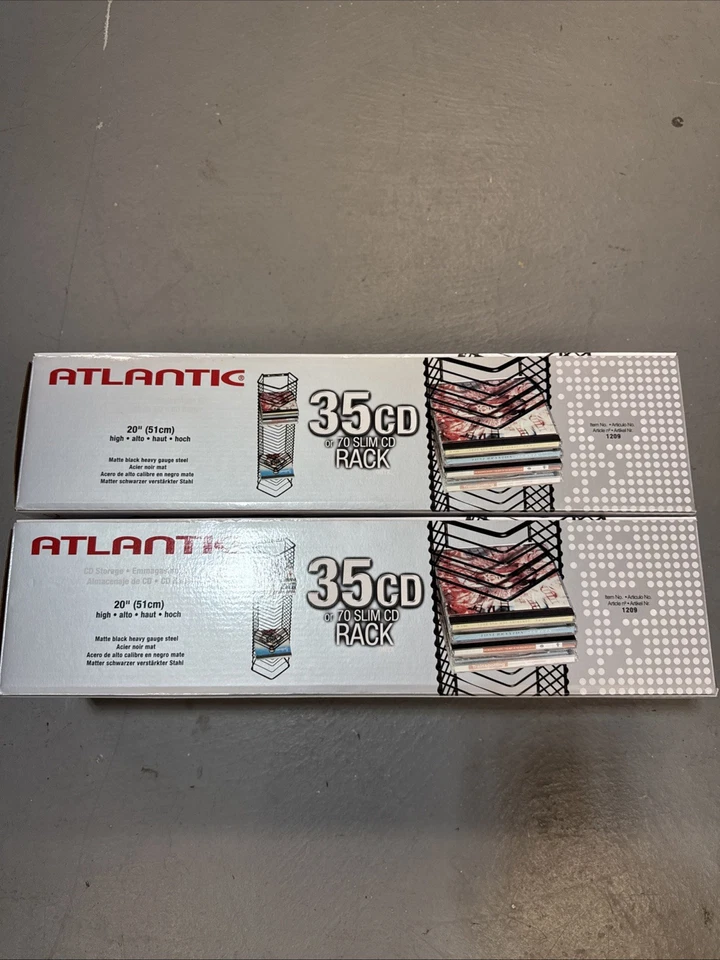 (2) Vintage Atlantic 35 CD Metal Tower Storage Rack NEW SEALED - Image 2 of 3
