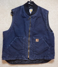 Carhartt Canvas Duck Quilted Lined Mock Neck Vest. Mens Size XL, Dk Blue