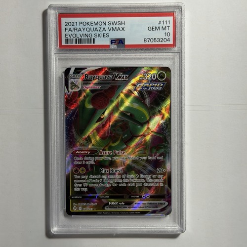 RAYQUAZA VMAX POKEMON HOLO EVOLVING SKIES 111/203 2021 PSA 10 GEM MT