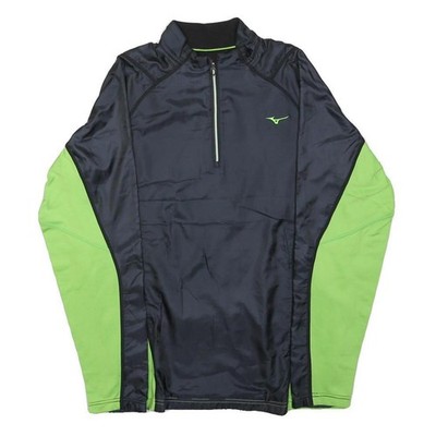 MIZUNO Herren Sport T-Shirt schwarz & grün S Langarm Quarter Zip