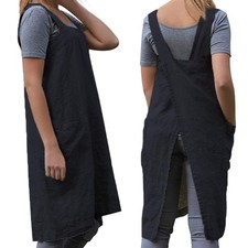 Women's Cross Back Pinafore Apron with Large Pockets Home Kitchen, Restaurant...