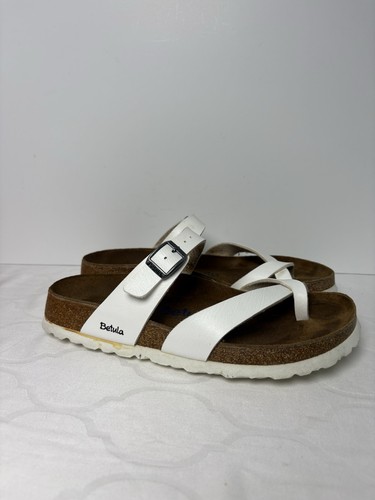 Betula Birkenstock Sandalen Damen Größe EU 38 US 7 Weiß Zehen Zehentrenner Schnalle  - Bild 1 von 10