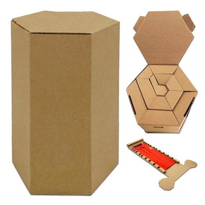 Hexagon Corrugated Foldable Kraft Paperboard Rolling Box | Durable Gift Packa...