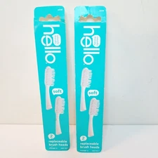 hello Brand Soft Replaceable Brush Heads 2 Packs of 2 Toothbrush Heads