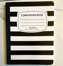 Black/White Striped Composition Book Notebook 100 Sheets 9 3/4 x 7 1/2 in