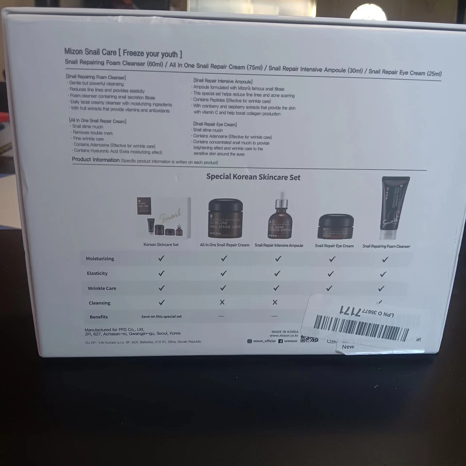 MIZON Juego Completo de Cuidado de la Piel Todo en 1 Crema Reparación de Caracoles Juego de Reparación de Caracoles. ¡Nuevo!! Foto 4 de 4