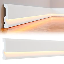 6 Pcs Baseboard Molding with LED Duct 2.6FT/0.8M White Baseboard Molding for ...