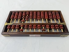 Chinese Abacus Diamond Brand - Cherry Color Wood Brass Adornment