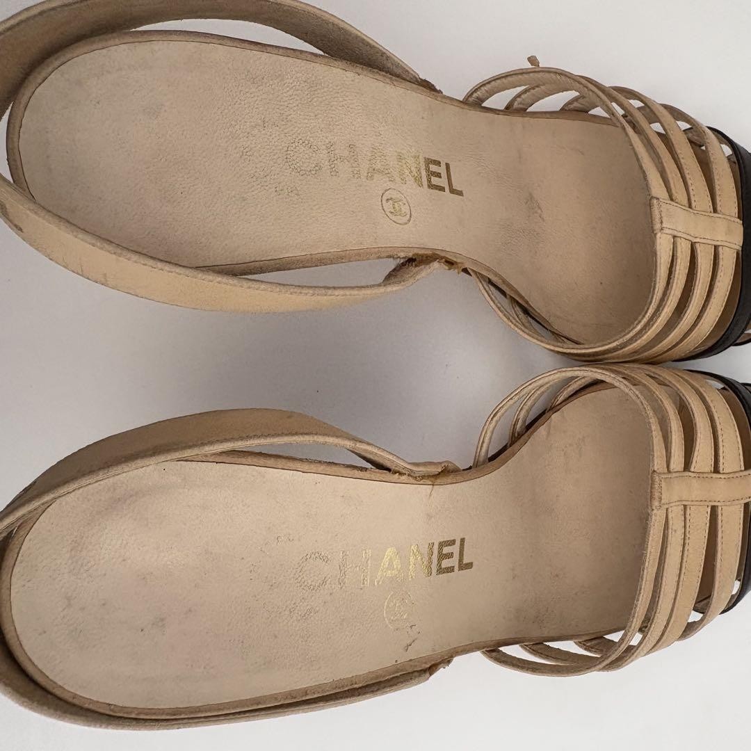 Chanel Embroidered Strap Pumps Shoes Logo Bicolor Size 36 US About6 For Women thumbnail 6