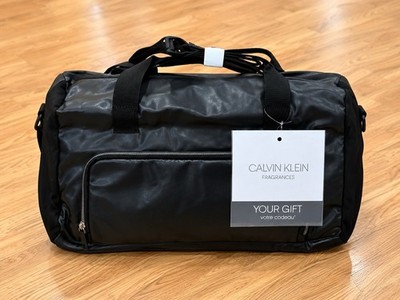 Calvin Klein Fragrances Leather Duffle Bag With  Suede Sides Travel Gym Bag