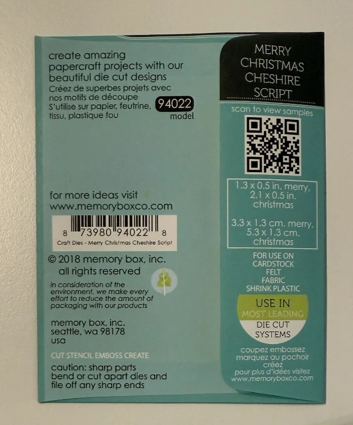 Memory Box Stanzschablone 94022, Merry Christmas Cheshire Script - Bild 2 von 3