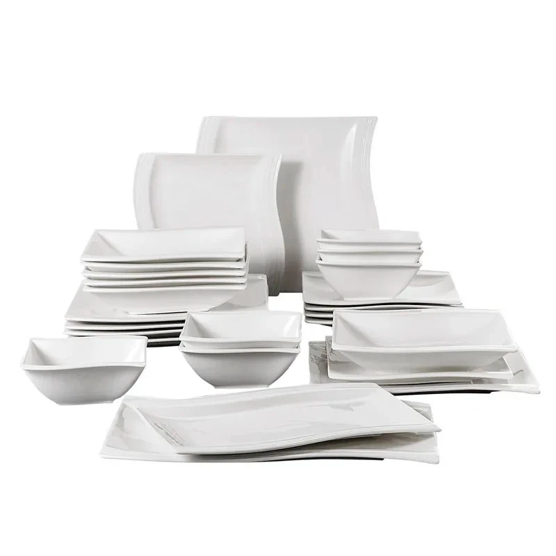 UIBFCWN Set di 3 Piatto da Portata in Ceramica, Grande Piatti Ovali, 30x20 cm, Piatti da Portata per Tacchino, Pesce, Insalata, Antipasti, Cibo, Bianco, Piatti Sicuri per Microonde