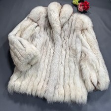Premium Fox Fur Blue Coat Pre Owned Very Good Condition Japan