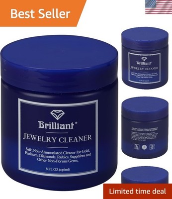 Home Jewelry Care Solution: 8oz Non-Toxic Cleaner with Brush & Basket Included