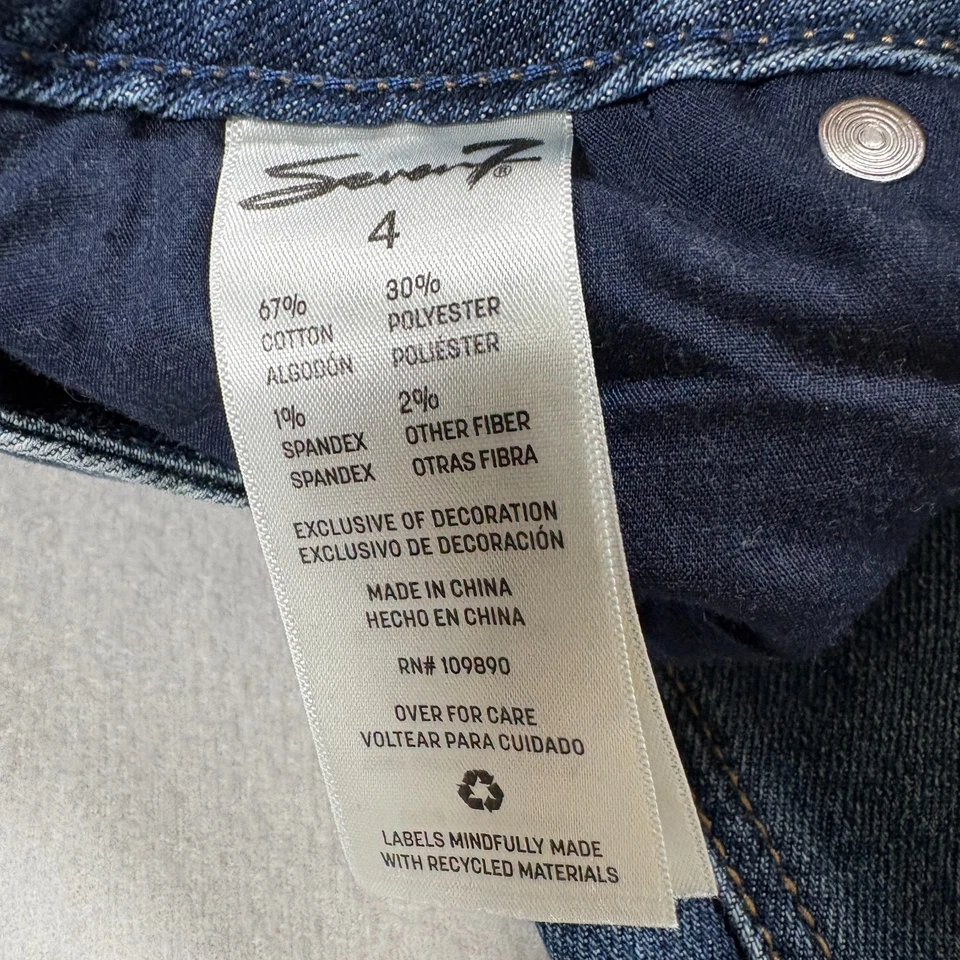 Pantalones de mezclilla elásticos de pierna recta lavados oscuros Seven7 para mujer talla 4 Y2K clásicos Foto 4 de 4