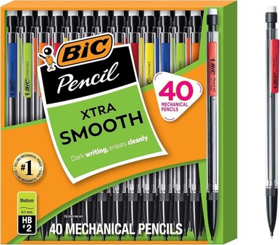 BIC Xtra Smooth Mechanical Pencil 0.7 Mm Medium Point, Refillable 40-Count Pack