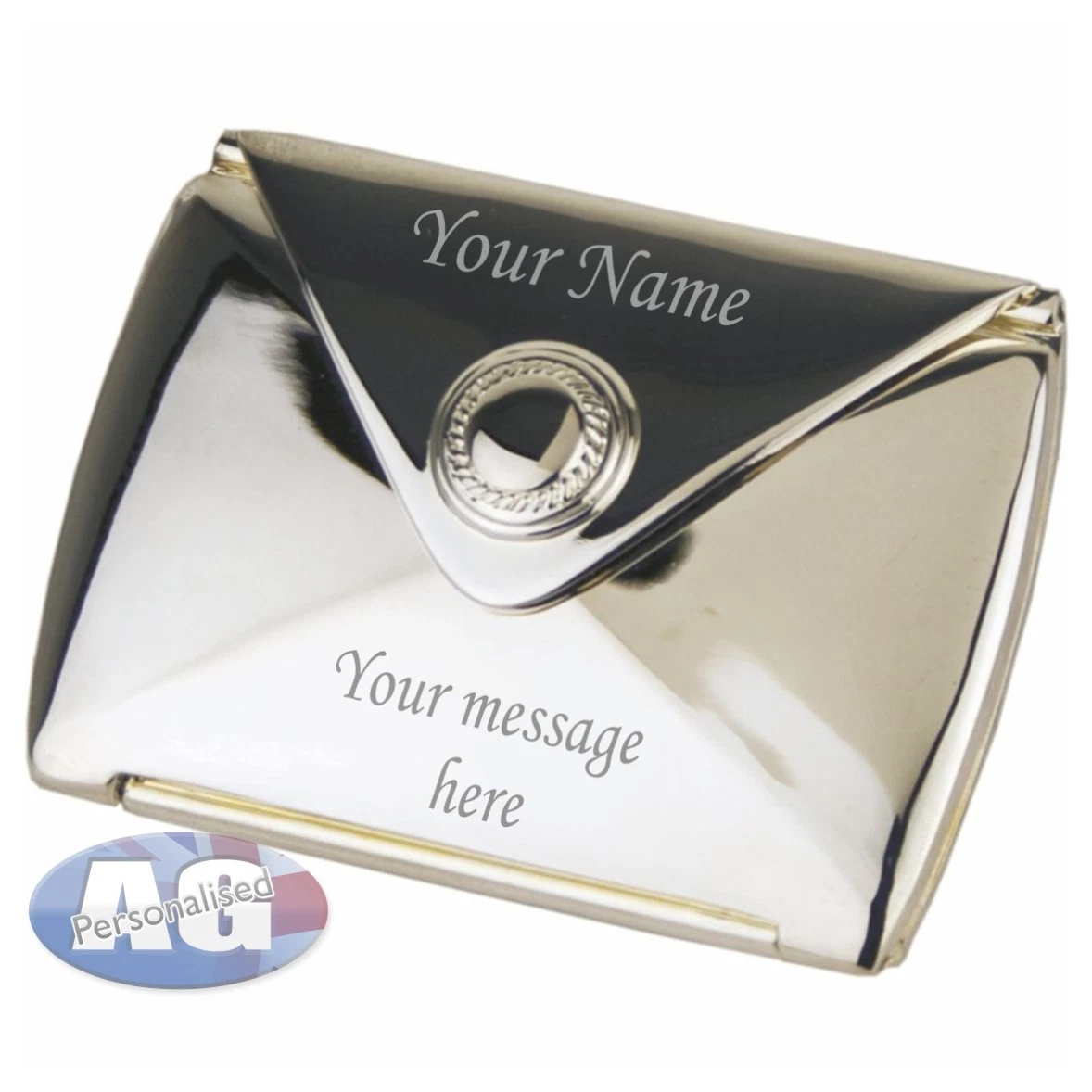 Silver plated Envelope compact mirror Engraved FREE Bridesmaid best friend