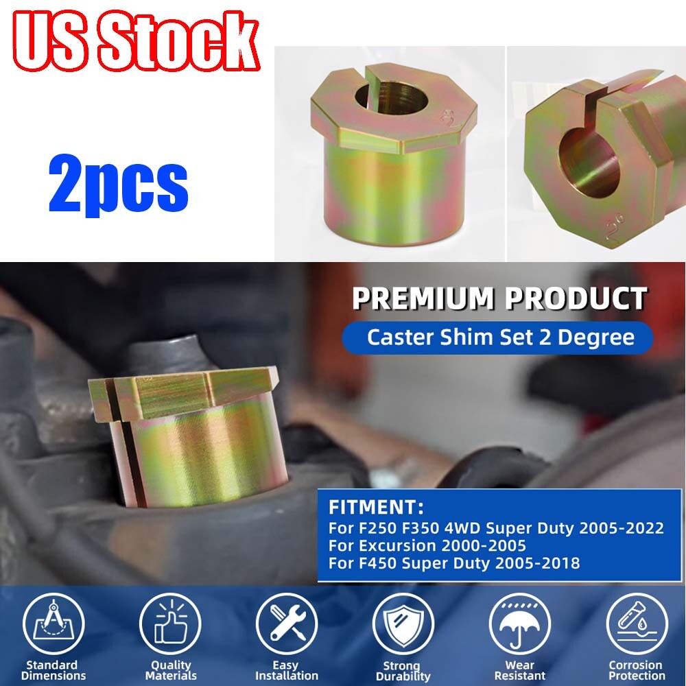 2x Caster Shim Set 2° For 2005-2022 Ford Super Duty F-250/ F