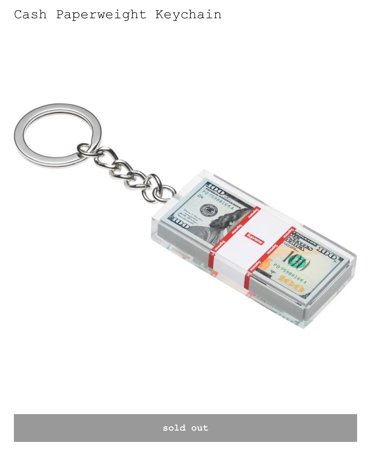 ?Neuf?Porte clés presse papiers argent suprême  FW24  PORTE CLÉS SUPRÊME