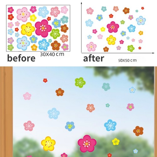Colorful Flower Double-sided Static Cling Sticker Glass Collision Warning Decals - Picture 6 of 8