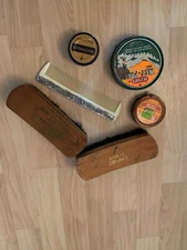 Vintage shoe polishing kit-  includes brushes, Wax And cream