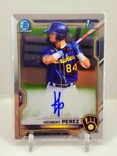2021 Bowman Chrome 1st Hedbert Perez Base Auto Brewers ROOKIE RC Autograph C5