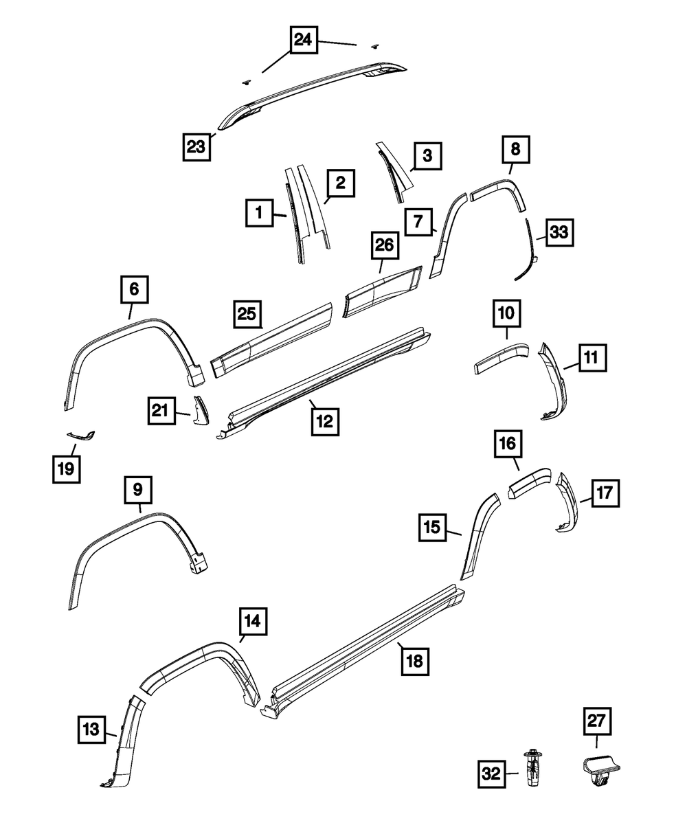Genuine Mopar Wheel Flare Molding Right 68210308AF