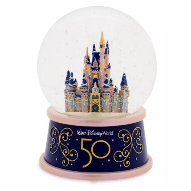 Disney World Fantasyland Castle 50th Anniversary Musical Snow Globe Disney Store