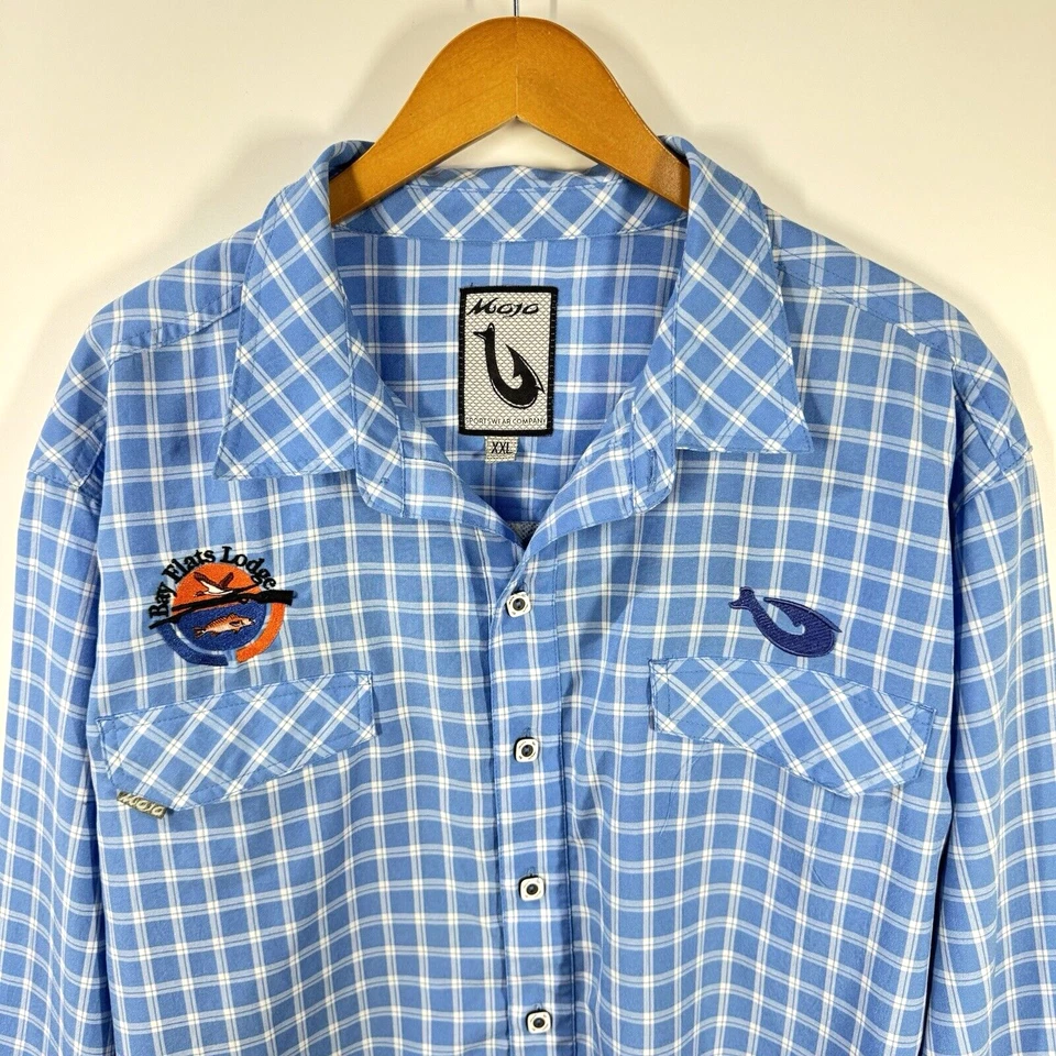 Camisa a Cuadros Mojo Sportswear Bay Flats Lodge Para Hombres XXL Azul Ventilada Convertible Foto 2 de 4