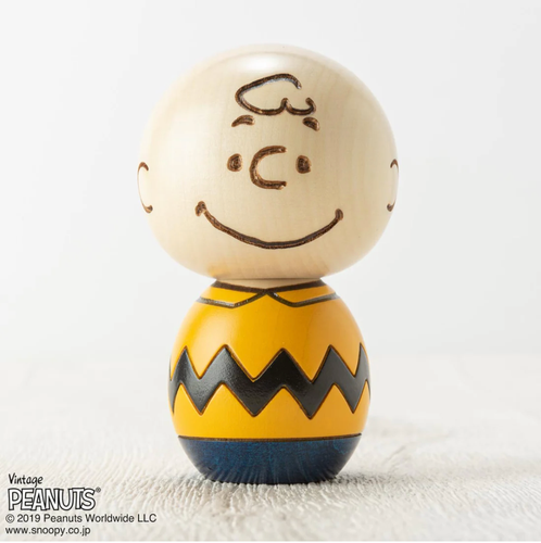 PEANUTS Snoopy & Charlie Brown Wooden Figure Usaburo KOKESHI DOLL Japan Limited - Picture 2 of 12