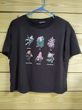 Black SheIn Crop Top, Oversized Shirt - Size Large - Floral Theme - Summer, Fall