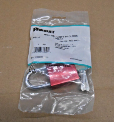 NEW PANDUIT SL-7 HIGH SECURITY RED PADLOCK ALL LOCKS KEYED DIFFERENTLY (5 AVAIL)
