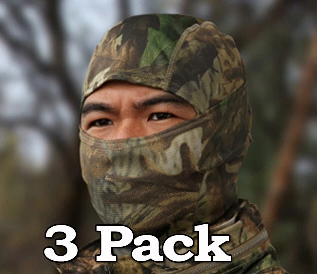 3 PACK - Camouflage Men's Balaclava - UV, Wind Protection REAL WOODLAND CAMO