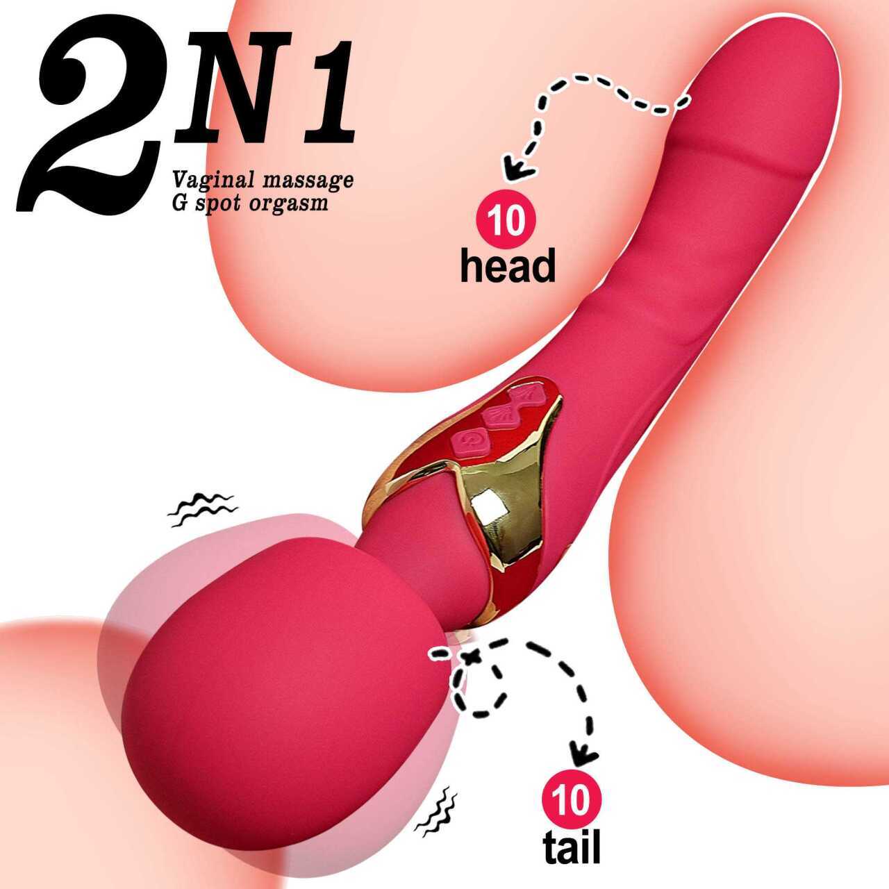Double Head Shock AV Vibrator Stick G-Spot Massager Dildo Sex Toys For Women