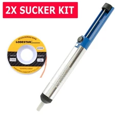 Metal Desoldering Pump Sucker Solder Irons Removal Remover Tool Blue Silver