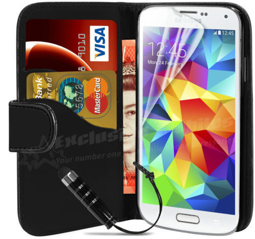 Samsung GalaxyS5 i9600 Flip Leather Wallet Case Book Cover Free Stylus+Protector - Picture 2 of 5