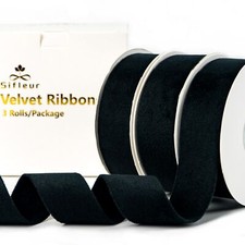 Velvet Ribbon Black 1 Inch x 15Yd Double Faced Velvet Ribbon for Gift Wrappin...
