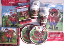 LUM BEAR JACK Lumberjack Birthday Party Supply DELUXE Kit w/ Loot Bags & Invites