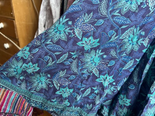 ✩Pretty *EAST ARTISAN with ANOKHI* Blue Floral Block Printed Midi Dress 18✩ - Picture 7 of 9