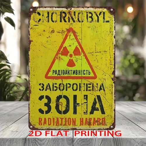 Vintage Radiation Hazard Iron Retro Tin Metal Signs Home Décor 8x12