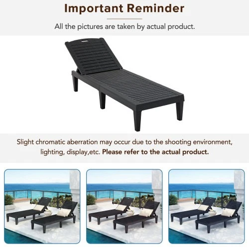2-Piece Outdoor Chaise Lounges Resin Pool Lounge Chairs for Patio Poolside - Image 4 of 4