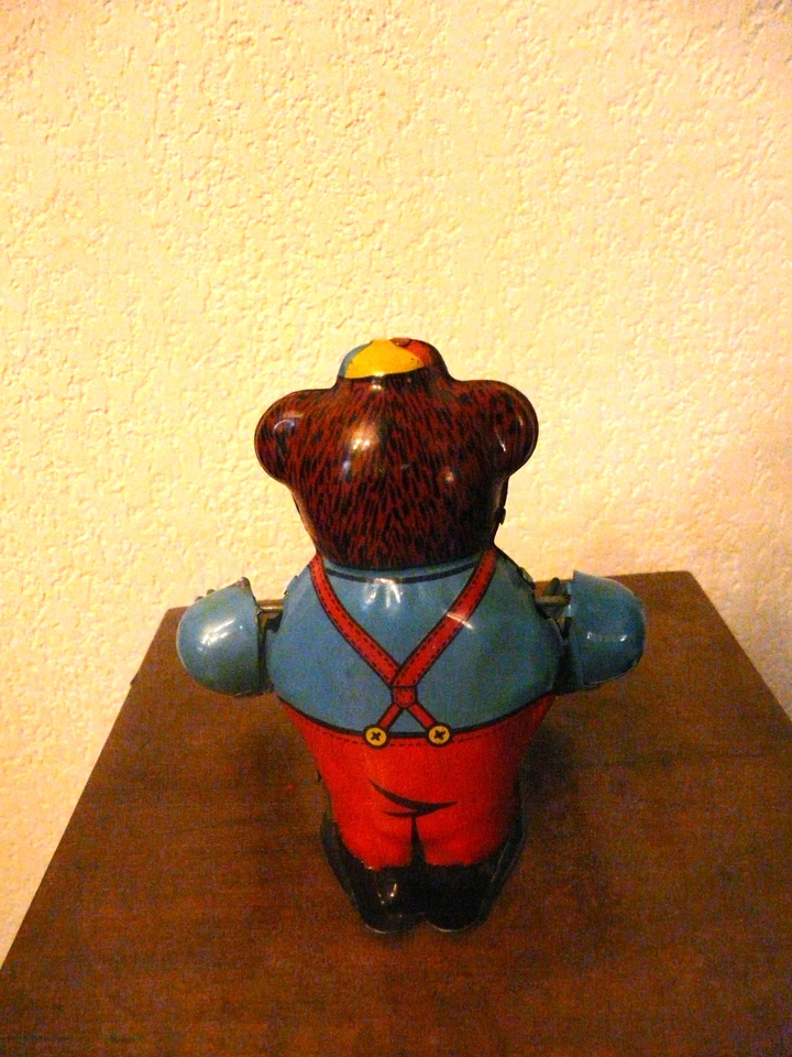 ANCIEN JOUET MECANIQUE EN TOLE LITHO-SINGE ACROBATE-JOUSTRA-CIRQUE-ANNEE 1950 - Photo 3/4