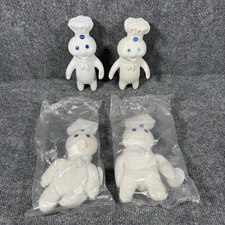 1971 & 1997 Pillsbury Doughboy Soft Vinyl Squeezable Figures & Beanies Lot Of 4!