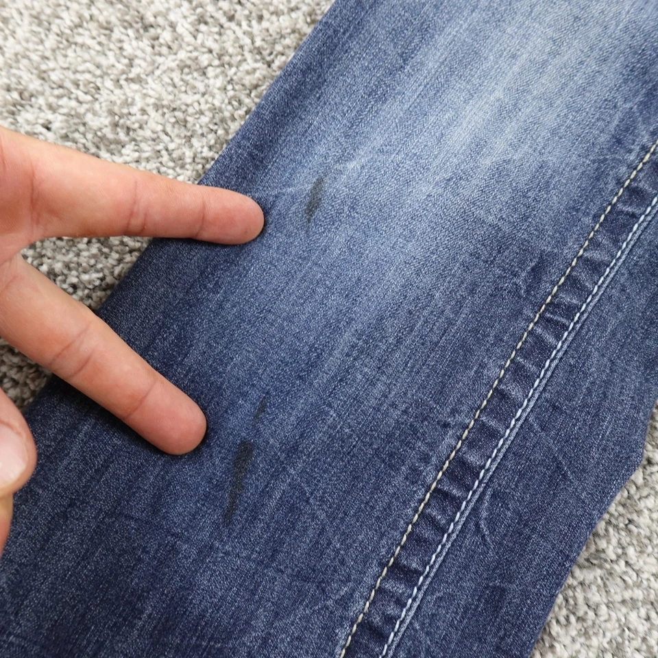 Amethyst Jeans Womens 1 Dark Blue Denim Low Rise Flare Boot Whisker Stretch Y2K - Image 2 of 4