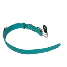 Leather Handcrafted Dog Collar Teal XL Waterproof Adjustable XL 24" Brass Buckle
