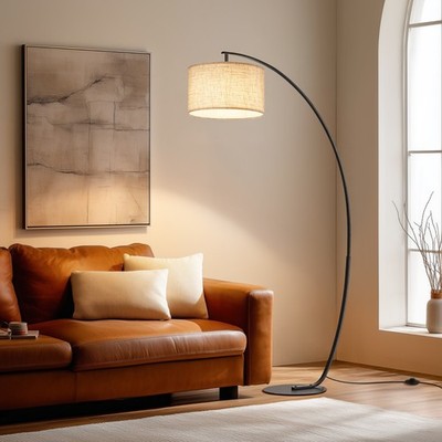 EDISHINE Arc Floor Lamp with Remote,Flexible Shade for Reading,Modern Tall Light