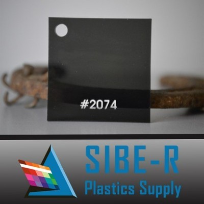 (2-Pack) Acrylic Plexiglass Sheet- 1/8'' thick- Dark Grey Smoke #2074- 6'' x 12''