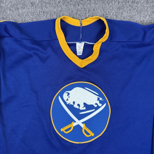 Vintage CCM Buffalo Sabres Jersey Mens XL Blue Yellow NHL Hockey Throwback 90s - Picture 2 of 7