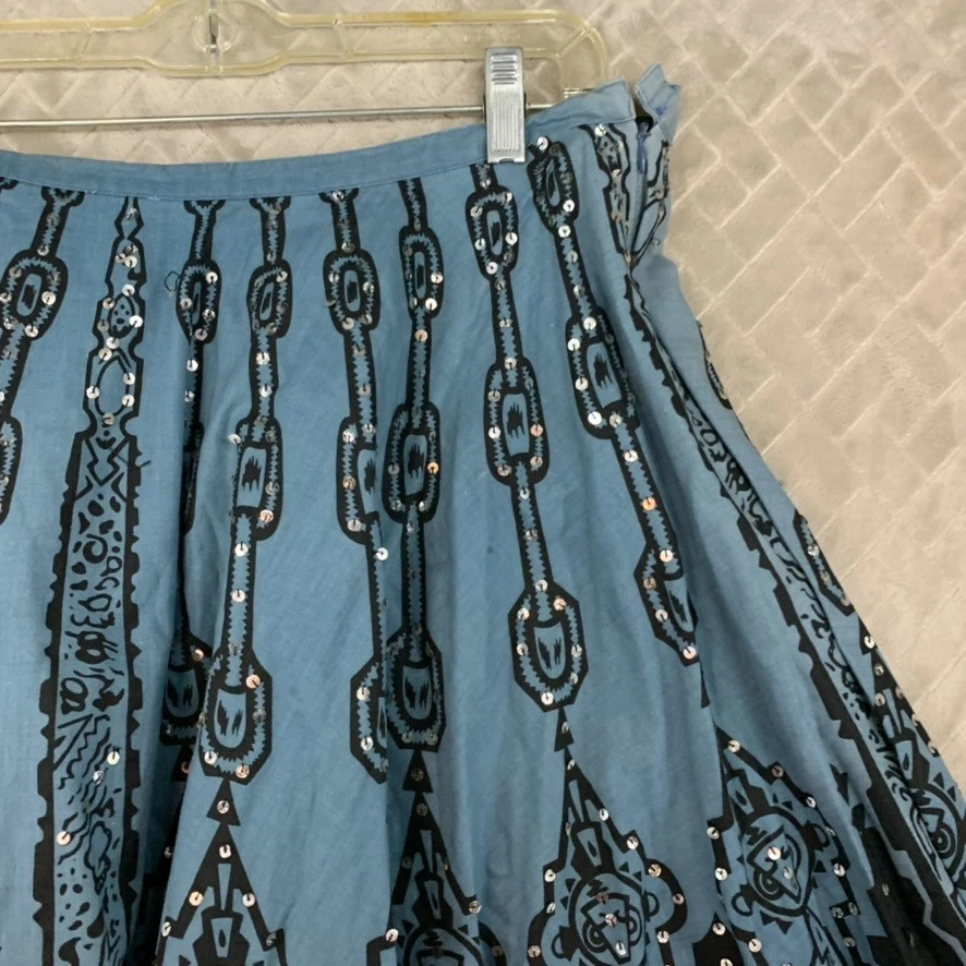 Sunny Leigh Mujer 14 Falda Azul Larga Midi Lentejuelas Boho Gitana Línea A Festival Foto 3 de 4